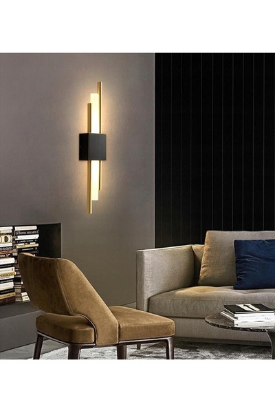 NO BRAND Aplică de perete neagră, LED, auriu, stil loft modern, pentru living...