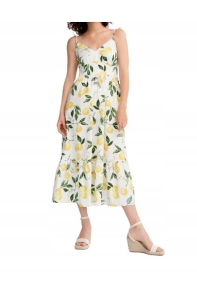 NO BRAND Rochie Midaxi din bumbac multicoloră cu bretele Cytrys Reserved XS