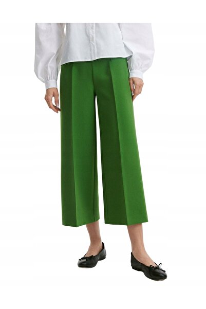 NO BRAND Pantaloni largi albastri 7/8 cu tiv rulat, talie înaltă, Reserve XL