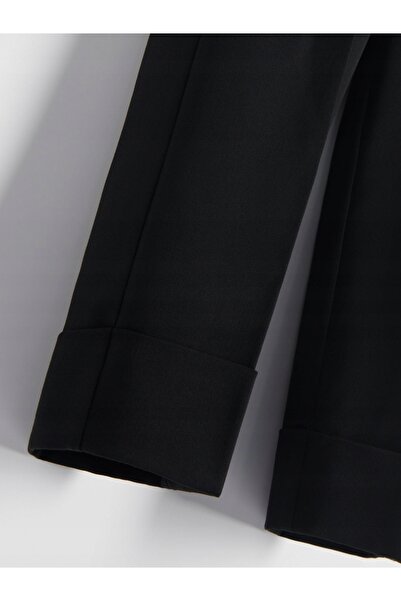 NO BRAND Pantaloni negri din material textil cu talie elastică Cant Nogawka 7...