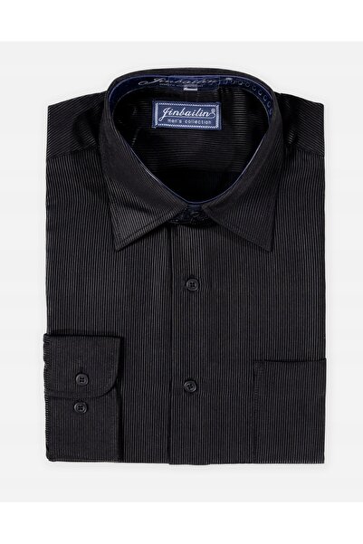 NO BRAND Cămașă bărbătească elegantă, neagră, formală, chic, cu mânecă lungă ...