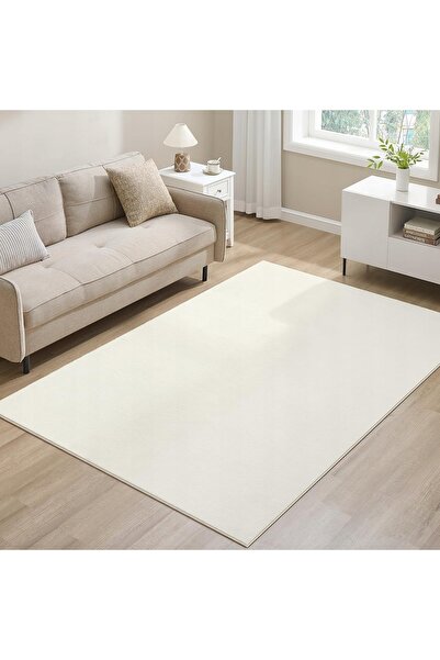 NO BRAND Covor pentru living 160 x 230 cm Antiderapant Lavabil Modern Crem