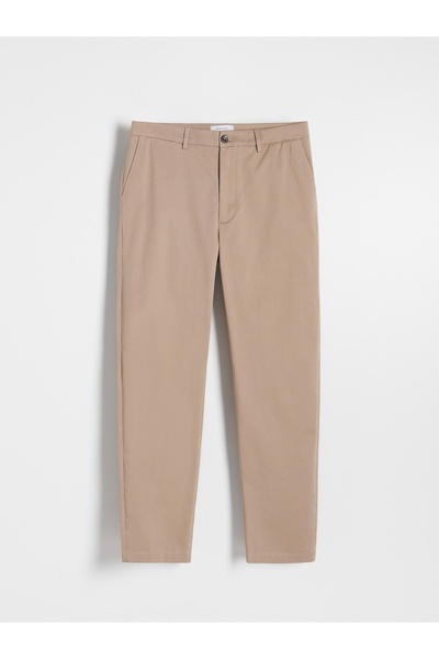 NO BRAND Pantaloni lungi maro, croială dreaptă, buzunare netede, bumbac, 34
