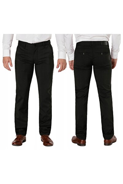 NO BRAND Pantaloni eleganți negri formali bărbați chinos VIP bumbac v665 31/30