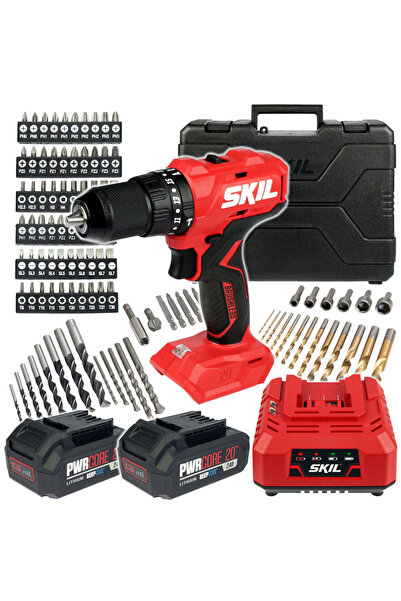 Skil 20V 55Nm 3021 Șurubelniță electrică + Cutie + Burghie + Biți + 2x2,0Ah
