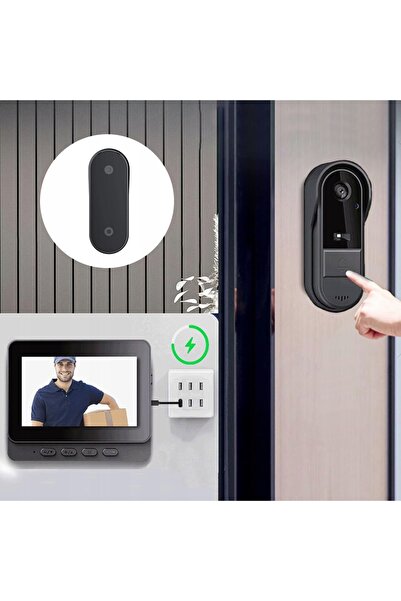 NO BRAND Kit sonerie video wireless pentru poartă, cu ecran de 4.3''