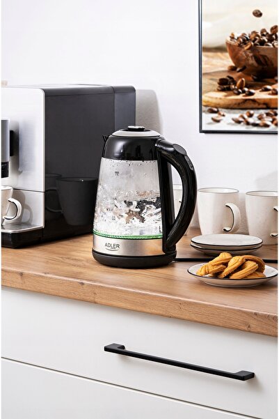 adler Fierbător electric fără fir din sticlă, 1.7L, 2200W, cu control al temp...