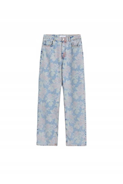 NO BRAND Blugi cu talie înaltă, croială dreaptă, model 40