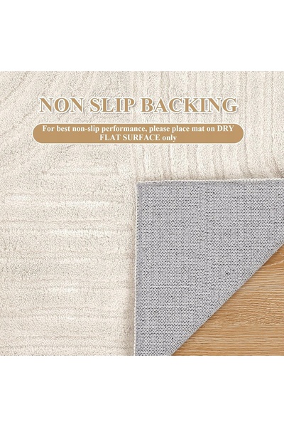 NO BRAND Covor dreptunghiular 120x160cm bej pufos lavabil antiderapant
