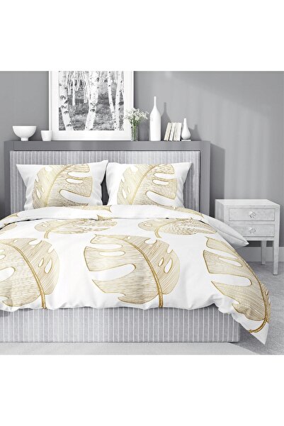 NO BRAND Lenjerie de pat din bumbac 160X200 4690A Frunze aurii