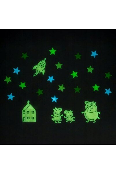 NO BRAND PEPPA PIG 200 STELE AUTOCOLANTE DE PERETE LUMINOS + PERSONAJE PENTRU...