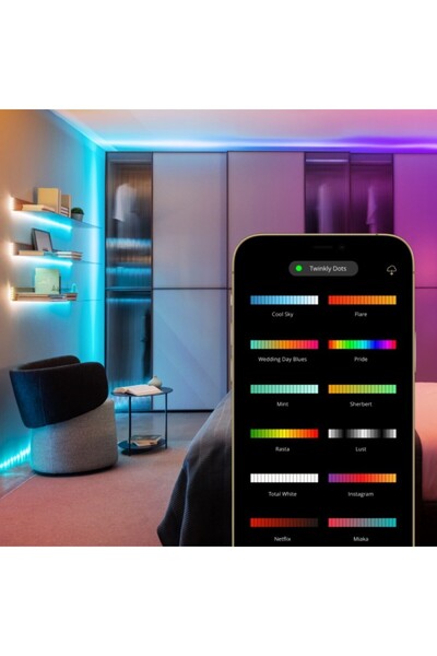 Twinkly Lumini de Crăciun negre cu 60 LED-uri RGB, 2m, Wi-Fi Bluetooth