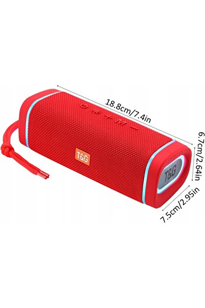 NO BRAND T&G Tg375 Boxă Wireless cu Bas, Radio, Bluetooth, LED și Microfon, Roșu