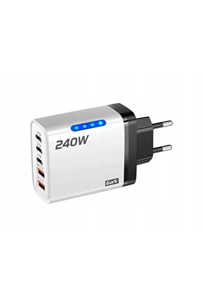 NO BRAND Încărcător rapid 240W Galben 5 în 1 USB C GaN + Cablu 10A Quick Char...