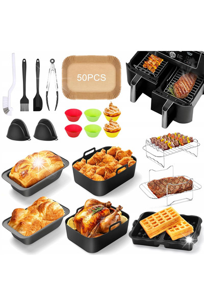 NO BRAND Set de accesorii pentru friteuză, căptușeli pentru friteuză cu aer c...