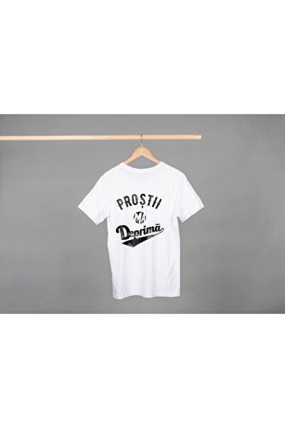 Noname Tricou Unisex Bumbac Premium Casual " Prostii ma deprima " Inscriptie