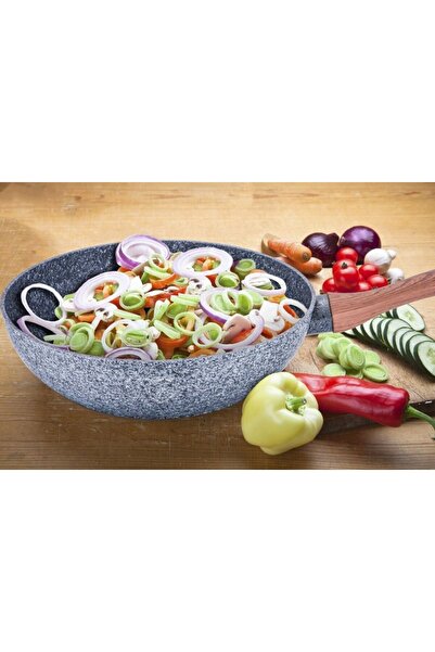 NO BRAND Tigaie Wok din Piatră Gri FOREST LINE 28CM