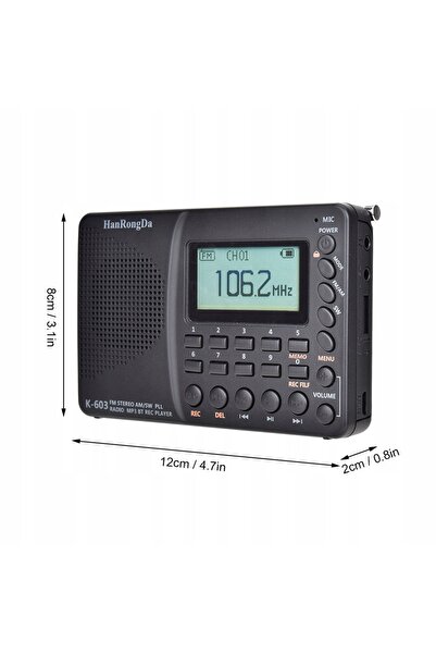 NO BRAND Mini radio de buzunar AM FM SW BT TF USB