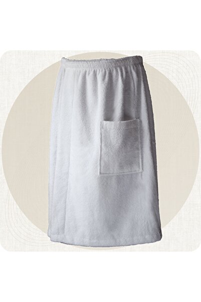 NO BRAND Tuva home pareo saună bărbați, mărimea S/M, prosop de bumbac alb, 65 cm
