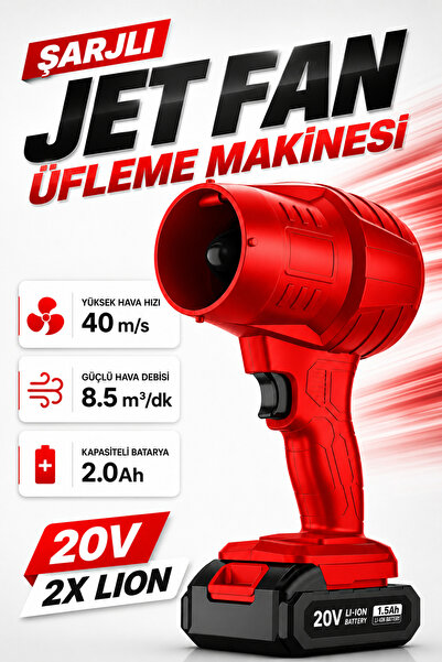 Badem10 20V Şarjlı Hava Üfleme Makinesi Jet Fan Akülü Yaprak Toz Üfleme Turbo...