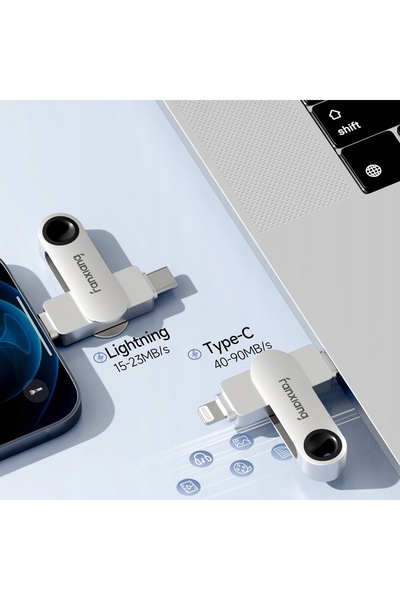 NO BRAND Fanxiang F385 128 GB USB 3.2 Tip C + Lightning Argintiu