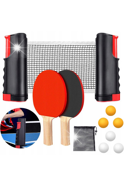 NO BRAND Set tenis de masă 2x rachete 6x mingi husă plasă