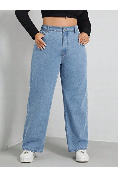 NO BRAND Pantaloni simpli blugi cu picior larg, talie înaltă, imprimați, Shei...