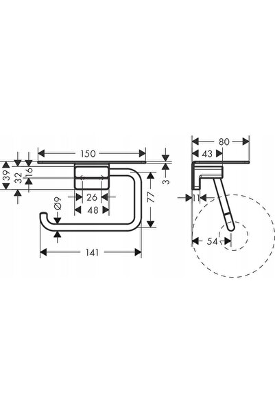 Hansgrohe Suport hârtie igienică AddStoris cu raft cromat 41772000