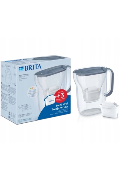 Britannica Books Brita Style Essential 2,4L 3 cartușe Cană filtrantă gri