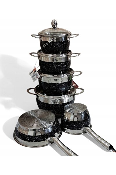 NO BRAND Set de vase Hoffner Hf-9920 negru. Pentru aragazuri: Gaz, Inducție, ...