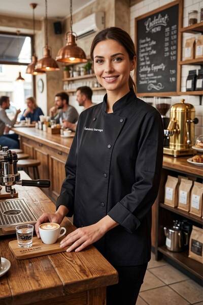 Monki Haus Kişiye Özel İsim Nakışlı Chef Ceketi Gömleği Leke Tutmaz Şef Kıyafeti