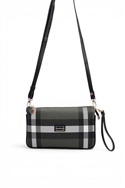 Silver Polo Black - Black Plaid Women's Crossbody Bag Sp1291