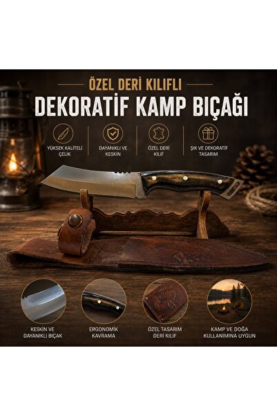 SERT ÇELİK Özel Deri Kılıflı İsimli Kamp Aksesuarı