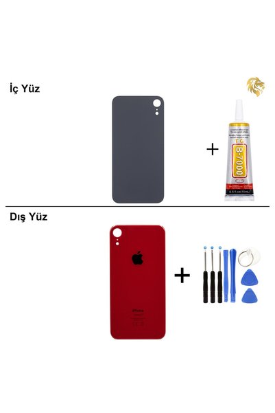 ARSKİNG iPhone XR Kırmızı Arka Kapak Arka Cam Batarya Kapağı Lazer Kesim Kapa...