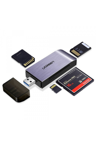 Ugreen Cititor de carduri USB 3.0 CM180, SD - microSD - CF - MS, Gri