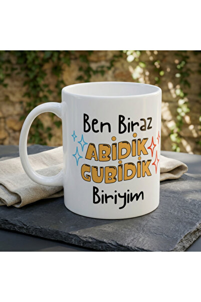 Mood Maker Design Ben Biraz Abidik Gubidik Biriyim Yazılı Porselen Kupa Barda...