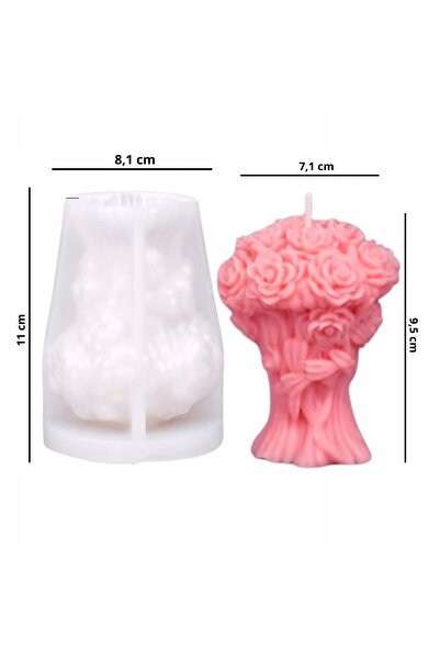 NO BRAND Matriță de silicon pentru lumânări și săpunuri florale Buchet de tra...
