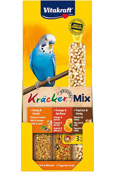 Vitakraft Kräcker Trio-Mix Στικς Τροφής για Παπαγαλάκια Μέλι / Πορτοκάλι / Πο...
