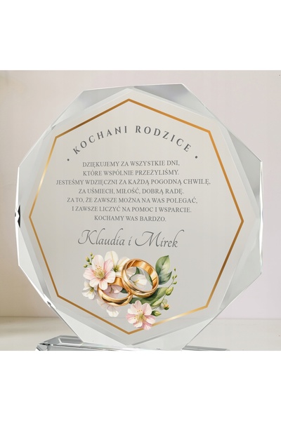 NO BRAND Statuetă din sticlă cu inscripție elegantă de mulțumire pentru părin...