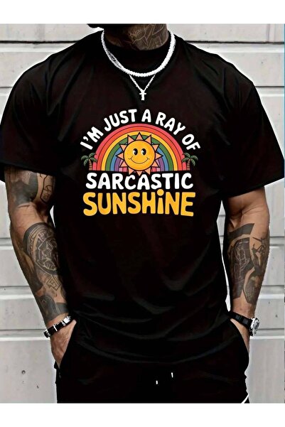 01THEONE تي شيرت 100% قطن بتصميم مرح وساخر بطبعة "Im Just A Ray Of Sunshine" ...