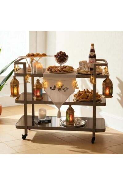Tables عربة تقديم بتصميم عصري وحديث أنيق حديد السطح زجاج
