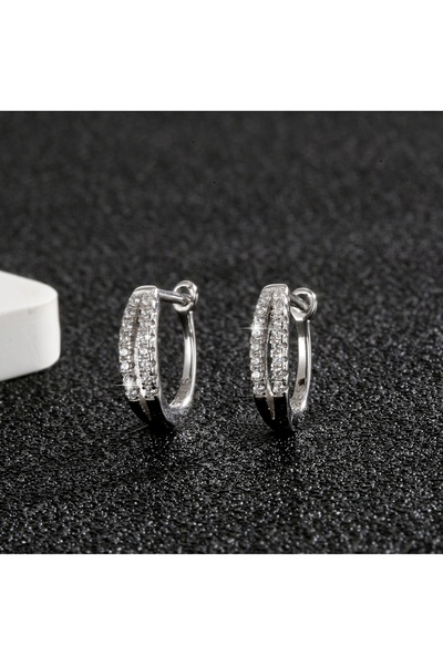 NO BRAND Cercei din argint 925 sterling cu zirconiu și închizătoare englezeas...