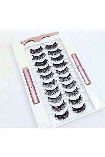 NO BRAND Gene magnetice 10 perechi Set gene false lungi + Pensetă + 2x Eyeliner