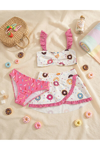 ARBİ kids Djevojački bikini set od tri dela sa modernom suknjom sa volanima i...
