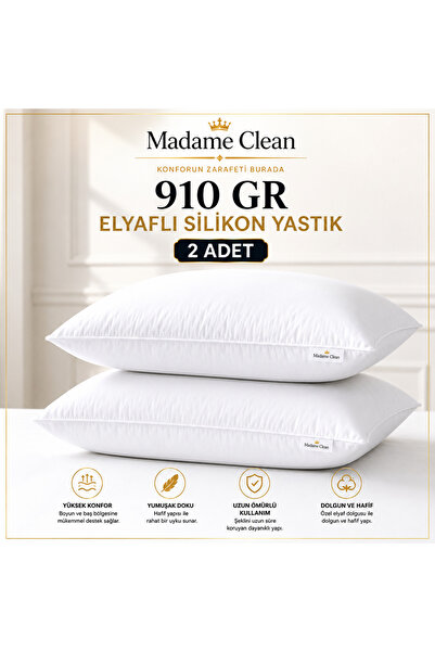 Madame Clean Home 2 Adet Premium Boncuk Slikon Elyaf Yastık 910 Gr 50x70