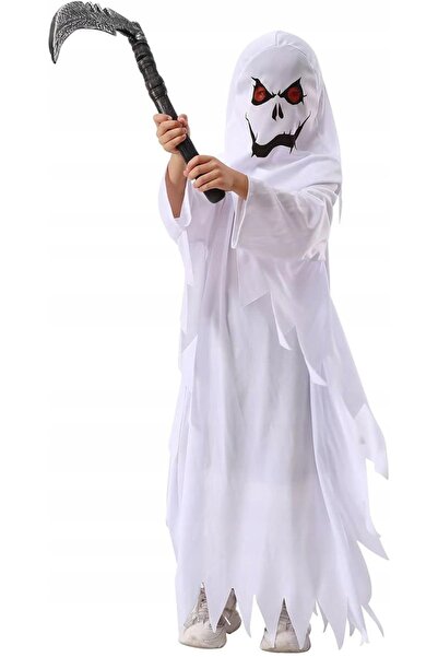NO BRAND Costum de Halloween Fantomă Albă cu Coasă, Costum pentru Copii, pent...