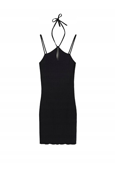 NO BRAND Rochie mini neagră clasică tip creion, cu imprimeu în carouri, cu um...