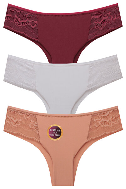 papatya lingerie سراويل داخلية برازيلية مقطوعة بالليزر مع حواف من الدانتيل، ع...