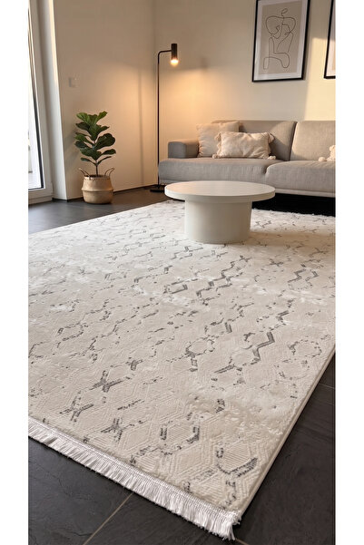 Pastel Modern Geometrik Desenli Gri Halı Oturma Odası Salon Yatak Odası Mutfa...