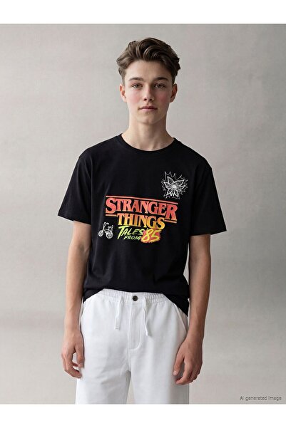 LC Waikiki LCW Kids crna majica za dečake sa printom Stranger Things